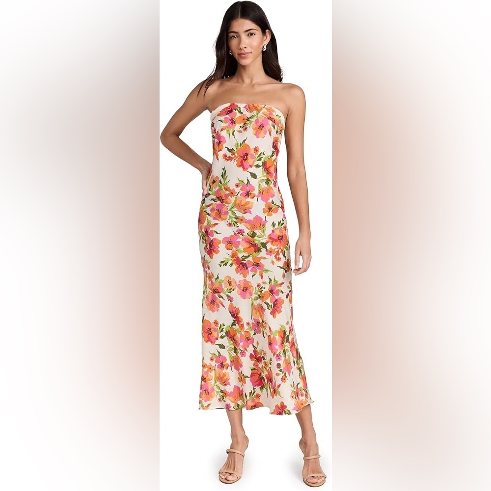 MISA Las Angeles Thara Strapless Maxi Dress Floral